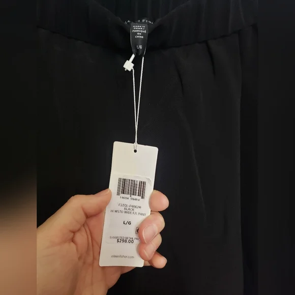 EILEEN FISHER Silk Double Crepe Wide-Leg Pant L - Picture 2 of 6